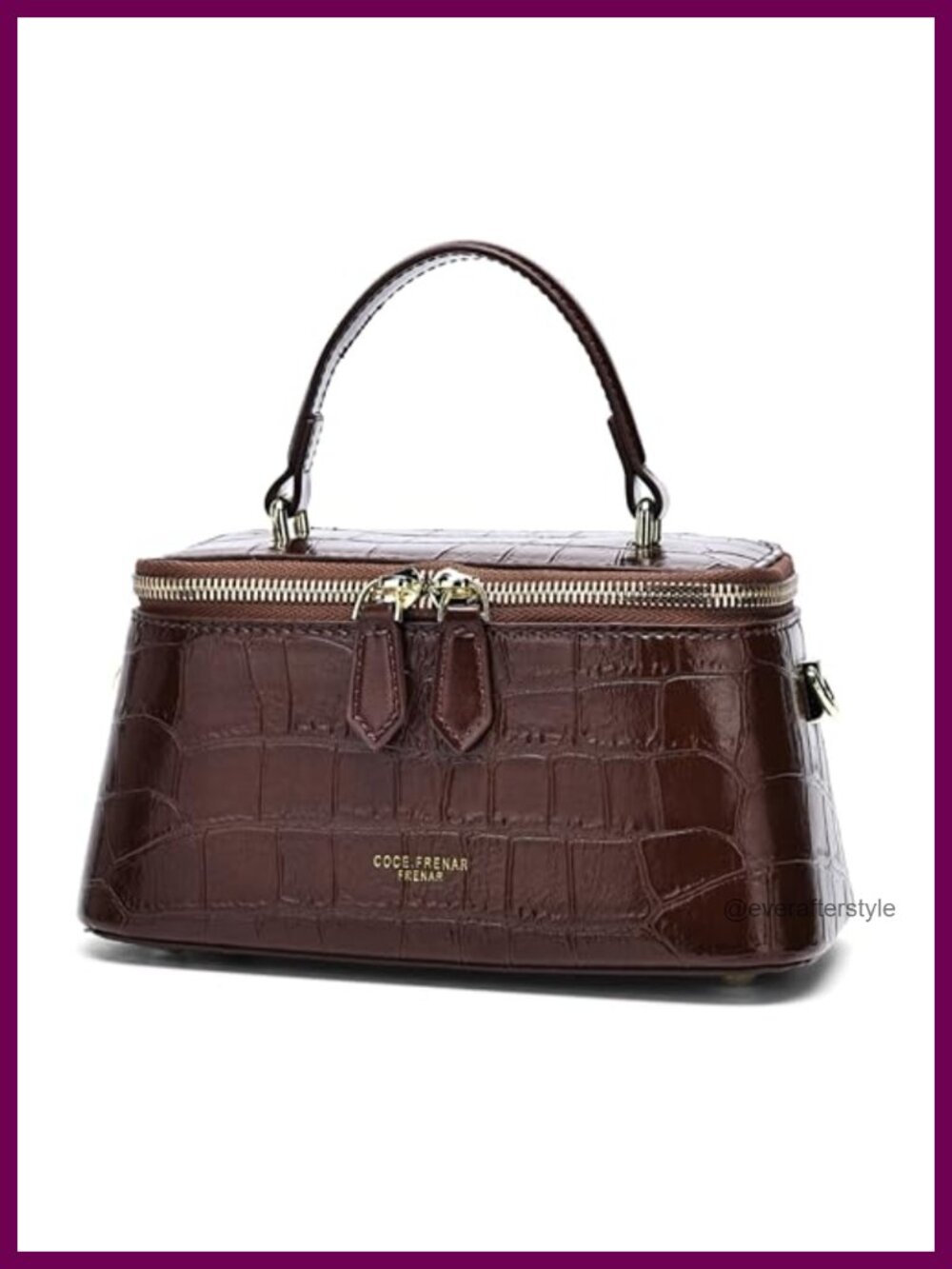 Crocodile Embossed Crossbody Bag Mini Satchel with Adjustable Strap